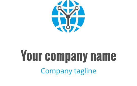 Design de logo moderne avec un globe et des lignes interconnectées en bleu et gris