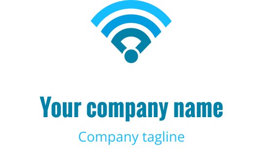 Logo moderne bleu et turquoise avec un symbole Wi-Fi stylisé