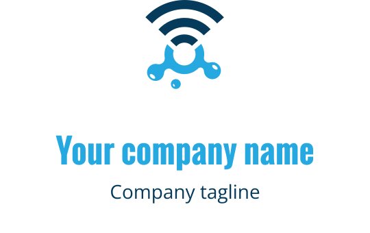 Logo moderne bleu et marine avec un symbole Wi-Fi stylisé