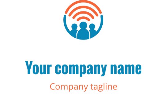 Design de logo moderne avec trois figures et des ondes sonores au-dessus