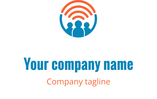 Design de logo moderne avec trois figures et des ondes sonores au-dessus