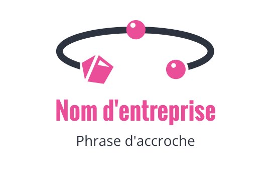 Conception de logo créatif avec une forme géométrique rose et des éléments circulaires