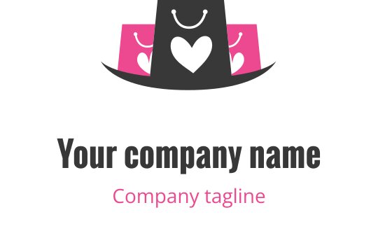 Logo design élégant en rose et gris avec une silhouette de sac moderne