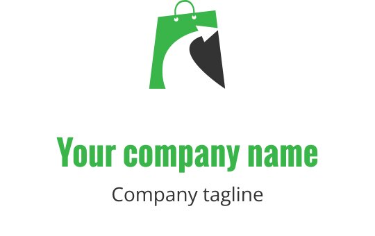 Logo design vert lime avec une forme de sac stylisée