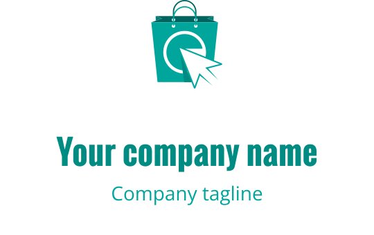 Logo en teal avec un sac de shopping stylisé au design moderne