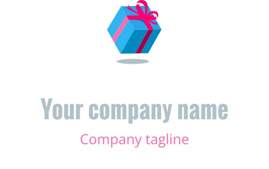 Logo coloré représentant une boîte cadeau en bleu, turquoise, rouge et rose