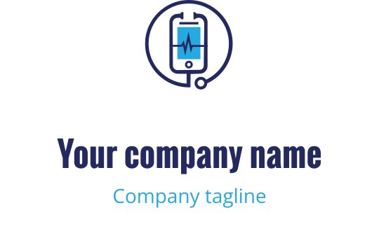 Design de logo moderne avec un smartphone et une ligne de rythme en bleu
