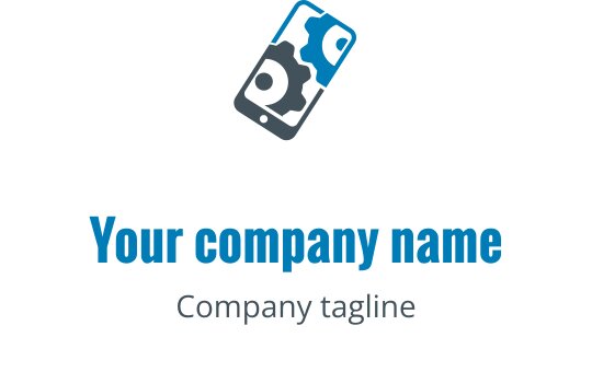 Logo design teal et vert avec un appareil mobile stylisé et des outils de réparation