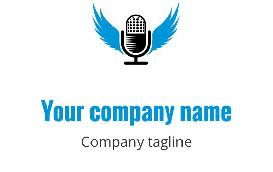 Logo moderne bleu avec un motif d'onde radio stylisé
