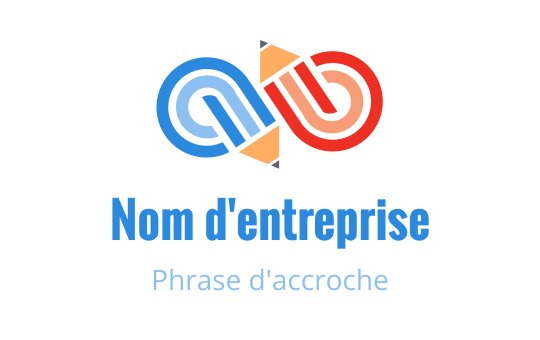 Logo coloré avec des formes entrelacées bleues et rouges et un élément crayon