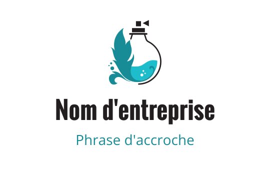 Conception de logo créatif avec un poisson et une plume en bleu-vert et noir