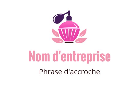 Logo de flacon de parfum rose élégant avec des accents floraux