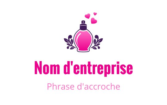 Logo de flacon de parfum chic avec des cœurs et des accents floraux