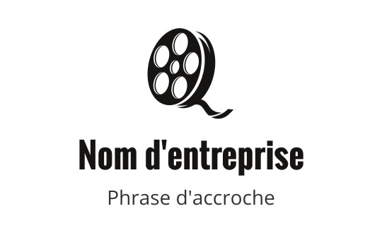 Logo design de bobine de film avec une lettre Q stylisée en noir