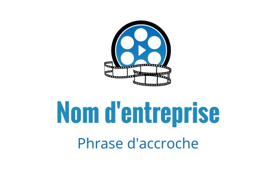 Logo design moderne de bobine de film bleue avec accent de bouton lecture