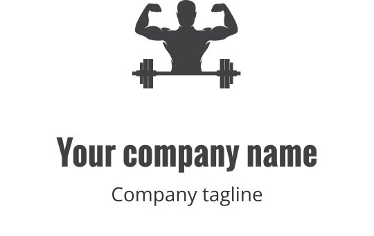 Logo de fitness audacieux avec une figure musclée soulevant des poids