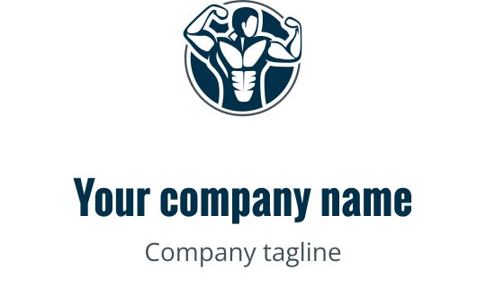 Logo design musclé avec une figure fléchissant dans un cadre circulaire