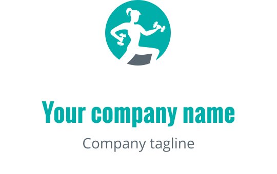 Design de logo dynamique avec la silhouette d'un coureur portant des poids