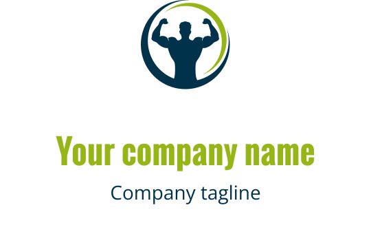Logo design audacieux en bleu marine et or avec des éléments de fitness dynamiques