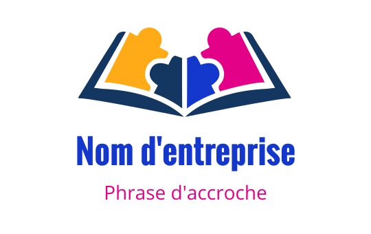 Logo design avec des pièces de puzzle colorées sortant d'un livre ouvert