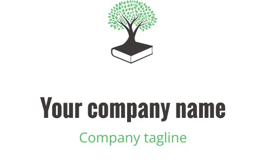 Logo moderne vert lime et gris avec une forme de livre abstraite