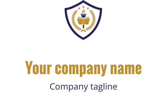 Design de logo élégant en forme de bouclier avec une couronne de laurier et des étoiles