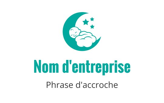 Logo design d'un bébé espiègle dans un croissant de lune avec des étoiles