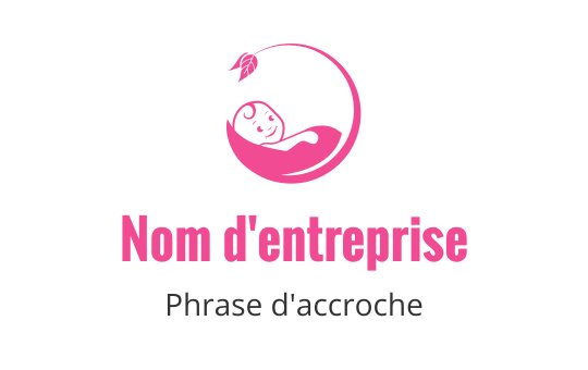 Logo design ludique en rose avec un bébé en forme de croissant