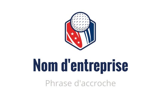 Design de logo hexagonal avec une balle de golf et des accents rouges