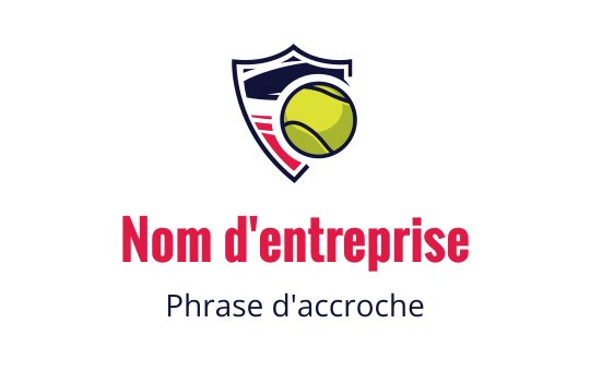 Logo de bouclier avec une balle de tennis et des accents rouges