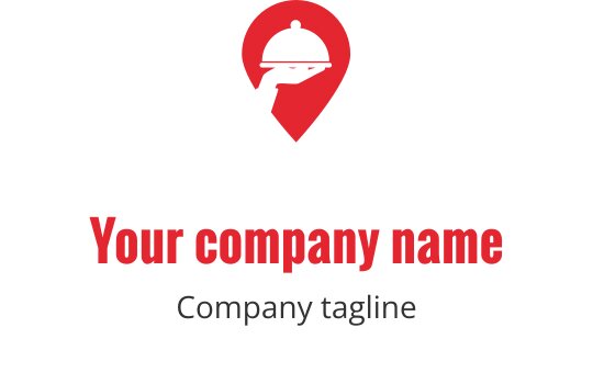 Logo design audacieux en rouge avec un camion de livraison stylisé