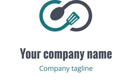Logo moderne en teal et vert avec un ustensile de cuisine stylisé
