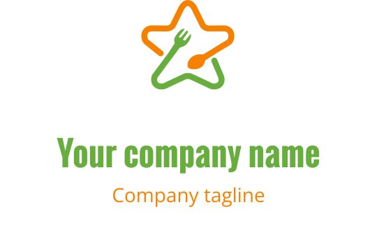 Design de logo moderne avec un ustensile de cuisine stylisé en orange et vert