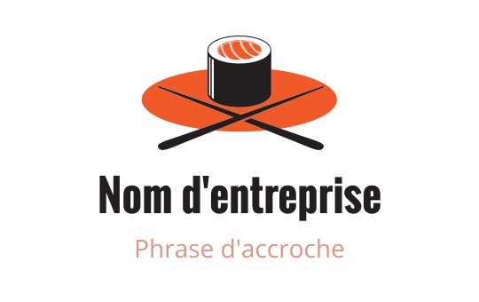 Logo de sushi avec un rouleau sur une assiette orange et des baguettes