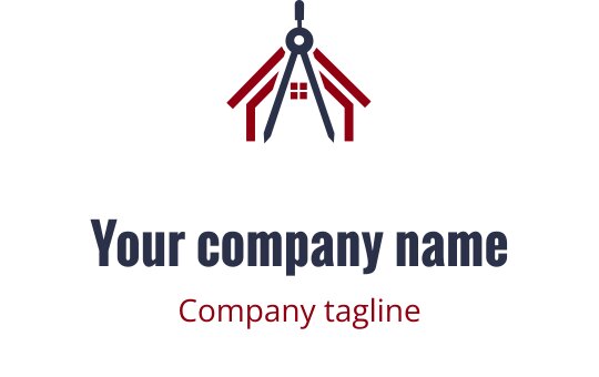 Conception de logo professionnelle avec une boussole et un toit en rouge et marine