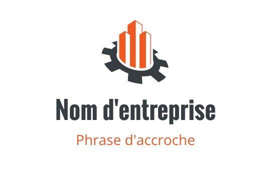 Design de logo moderne avec des gratte-ciels orange dans une forme d'engrenage