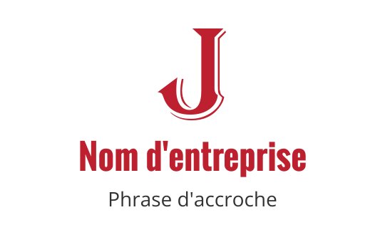 Logo design avec une lettre J rouge en gras et un élément crochet
