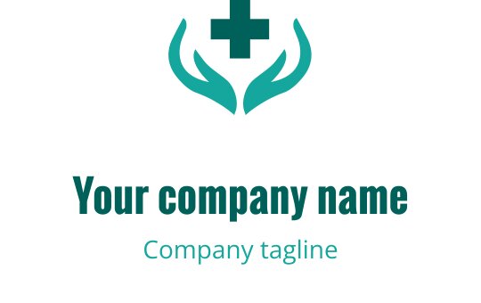 Logo de mains bienveillantes avec une croix en bleu-vert et blanc