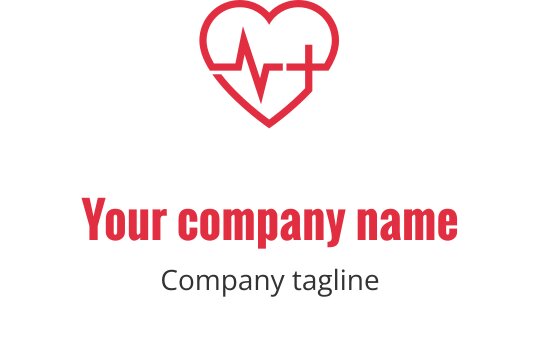 Logo en forme de cœur avec une ligne de rythme cardiaque et une croix rouge