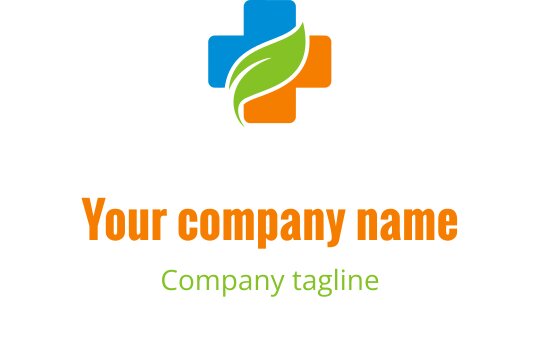 Design de logo moderne avec une feuille verte et des éléments croisés colorés