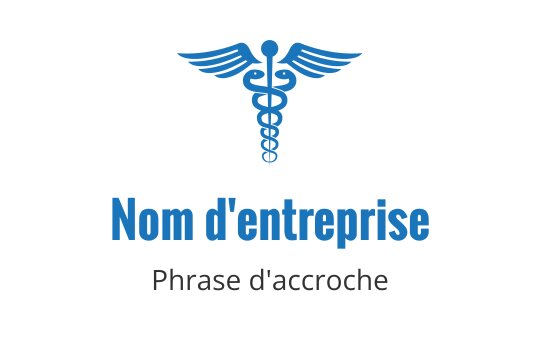 Logo de caducée en bleu avec des ailes et des serpents entrelacés
