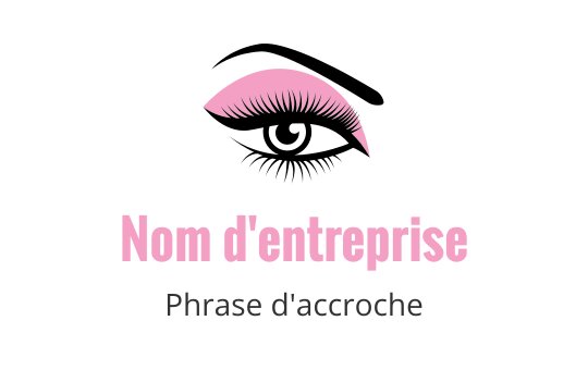 Design de logo élégant avec un cil rose au-dessus d'un texte en gras