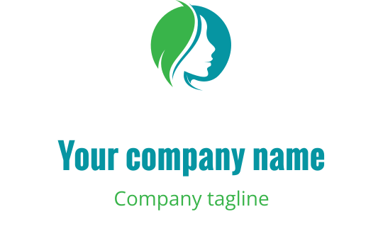 Design de logo moderne avec une silhouette de profil et des éléments verts et bleus