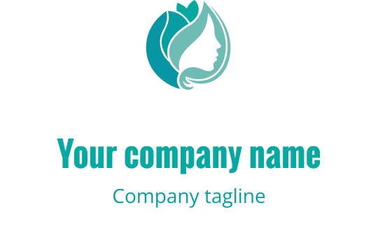 Design de logo élégant avec une silhouette de profil, cheveux flottants et feuilles