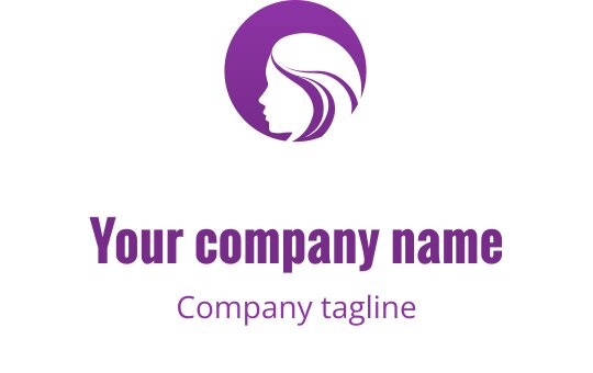 Logo design élégant en violet avec une silhouette stylisée d'une femme
