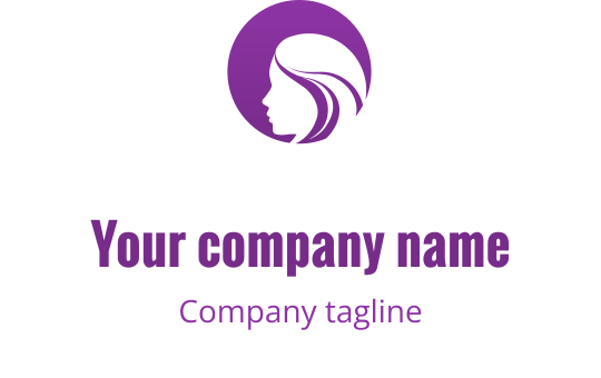 Logo design élégant en violet avec une silhouette stylisée d'une femme