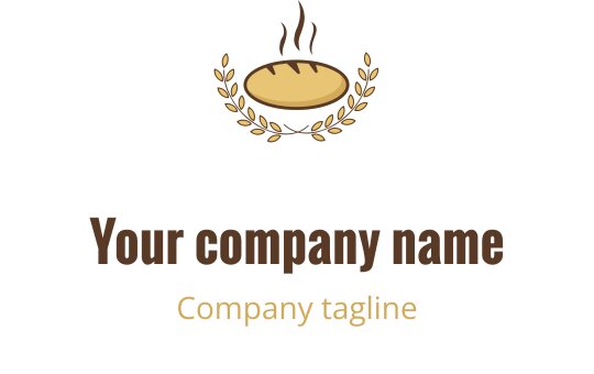 Logo design en corail chaud et marron avec un pain stylisé