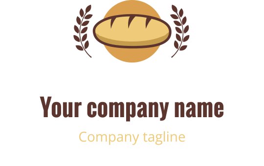 Logo design en corail chaud et marron avec un pain stylisé