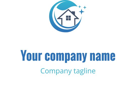 Design de logo moderne avec une maison dans une vague bleue circulaire