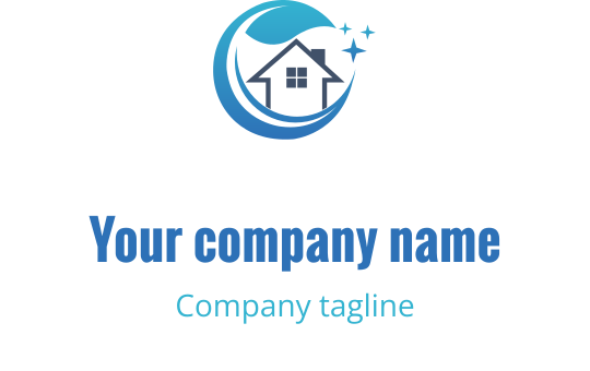 Design de logo moderne avec une maison dans une vague bleue circulaire
